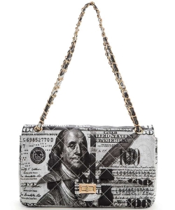 Hundred Dollar Bill Quilted Shoulder Bag 118-6727 BLACK